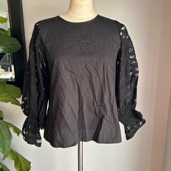 Zara black top with balloon sleeve size small - Picture 2 of 5